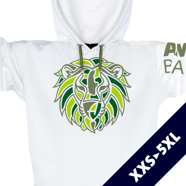 Ammersee Löwen Kapuzenpullover Hoodie 100% Biobaumwolle Lion | White Jungle