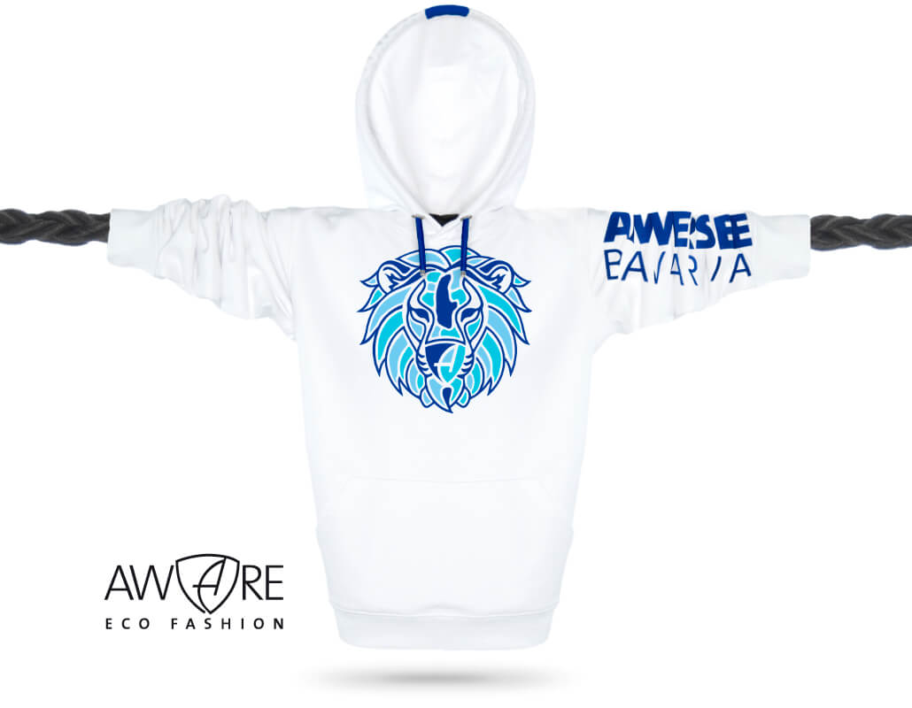 Ammersee Löwen Kapuzenpullover Hoodie 100% Biobaumwolle Lion | White Ocean