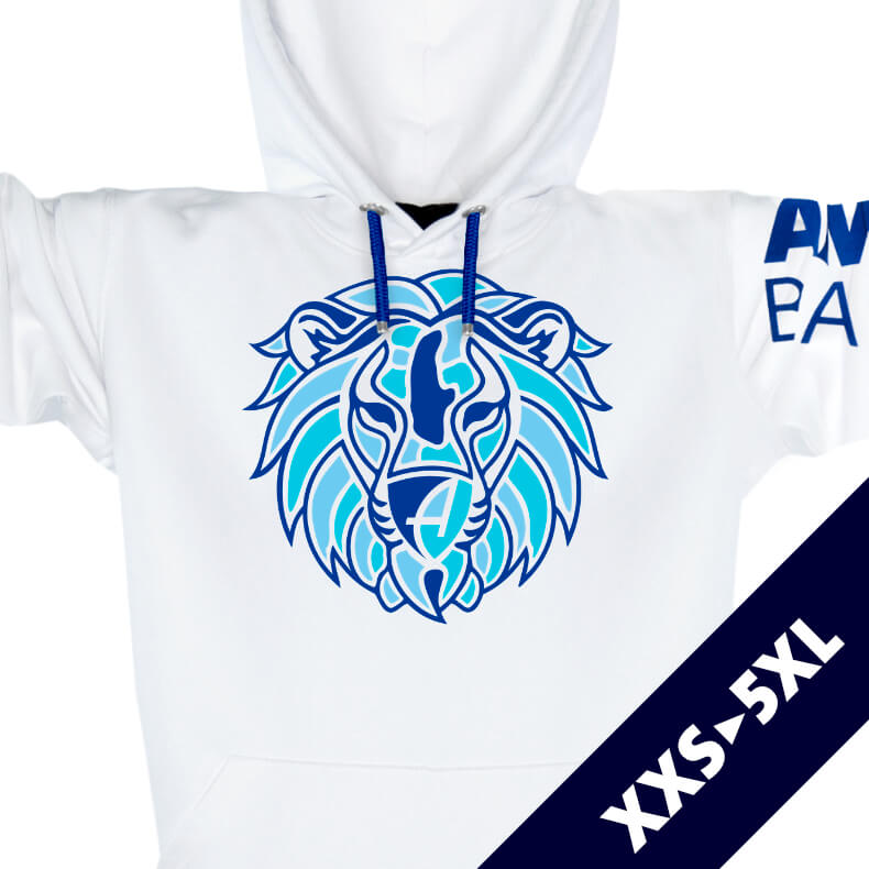 Ammersee Löwen Kapuzenpullover Hoodie 100% Biobaumwolle Lion | White Ocean