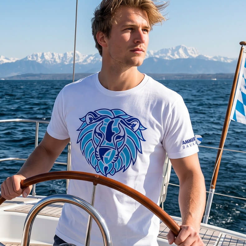 Ammersee Löwen T-Shirt Unisex 100 % Biobaumwolle Lion | White Ocean