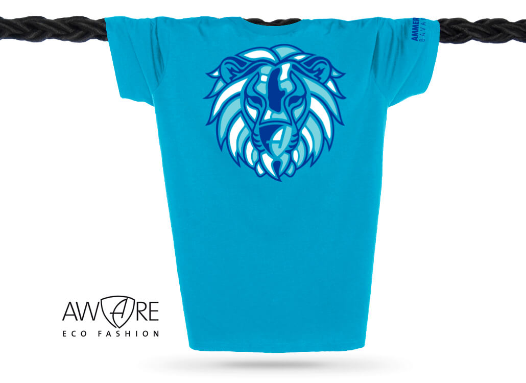 Ammersee Löwen T-Shirt Unisex 100 % Biobaumwolle Lion | Aqua Royal