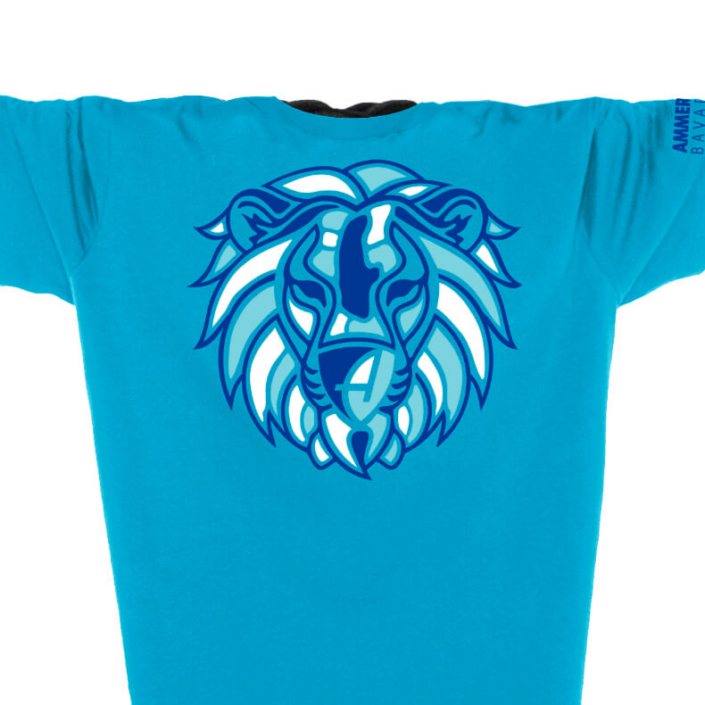 Ammersee Löwen T-Shirt Unisex 100 % Biobaumwolle Lion | Aqua Royal