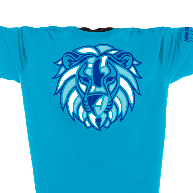 Ammersee Löwen T-Shirt Unisex 100 % Biobaumwolle Lion | Aqua Royal