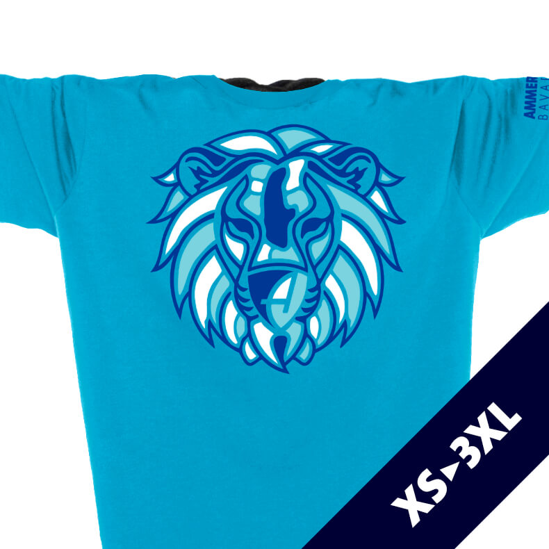 Ammersee Löwen T-Shirt Unisex 100 % Biobaumwolle Lion | Aqua Royal
