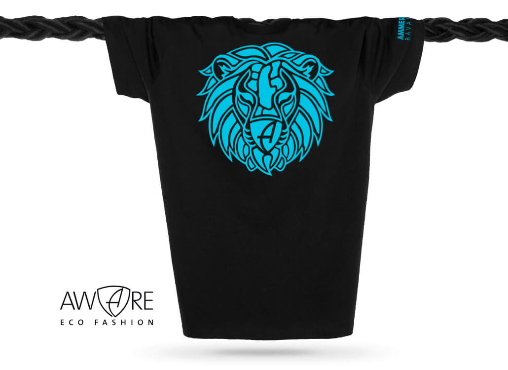 Ammersee Löwen T-Shirt Unisex 100 % Biobaumwolle Lion One | Black Aqua