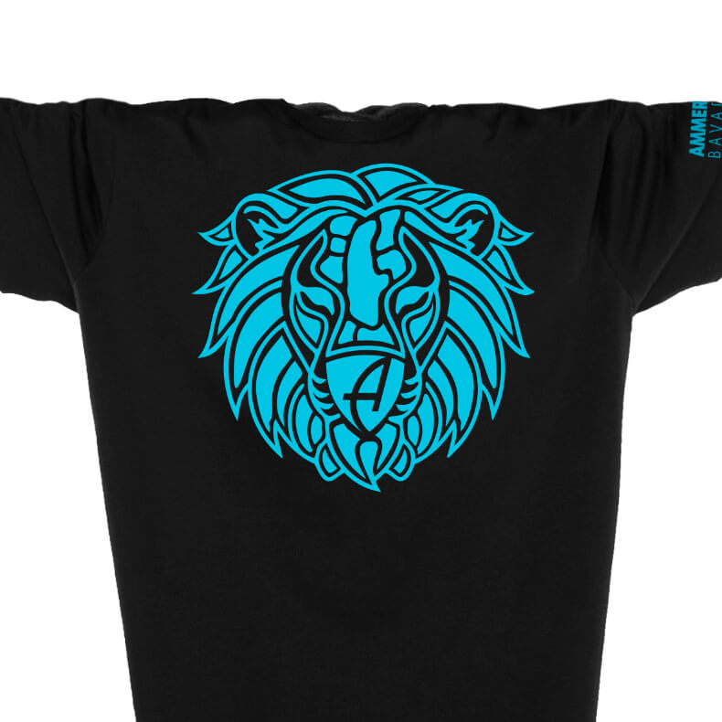 Ammersee Löwen T-Shirt Unisex 100 % Biobaumwolle Lion One | Black Aqua