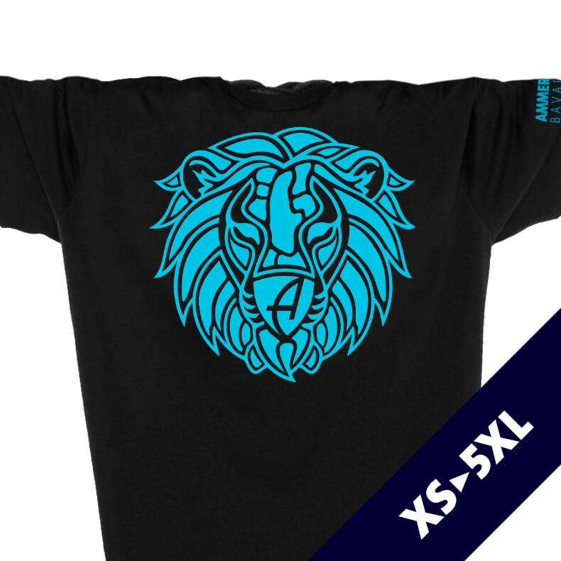 Ammersee Löwen T-Shirt Unisex 100 % Biobaumwolle Lion One | Black Aqua