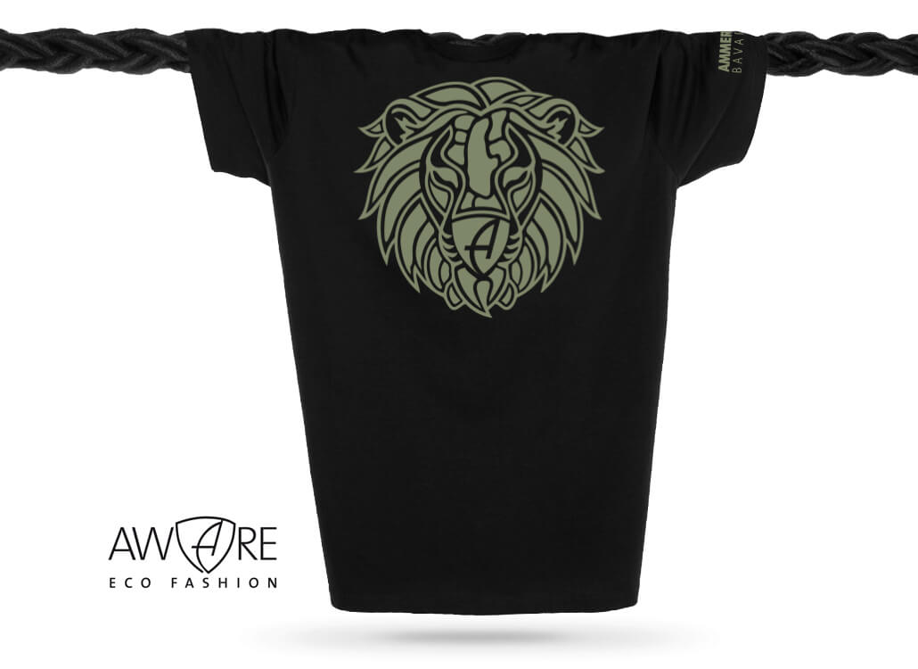 Ammersee Löwen T-Shirt Unisex 100 % Biobaumwolle Lion One | Black Khaki