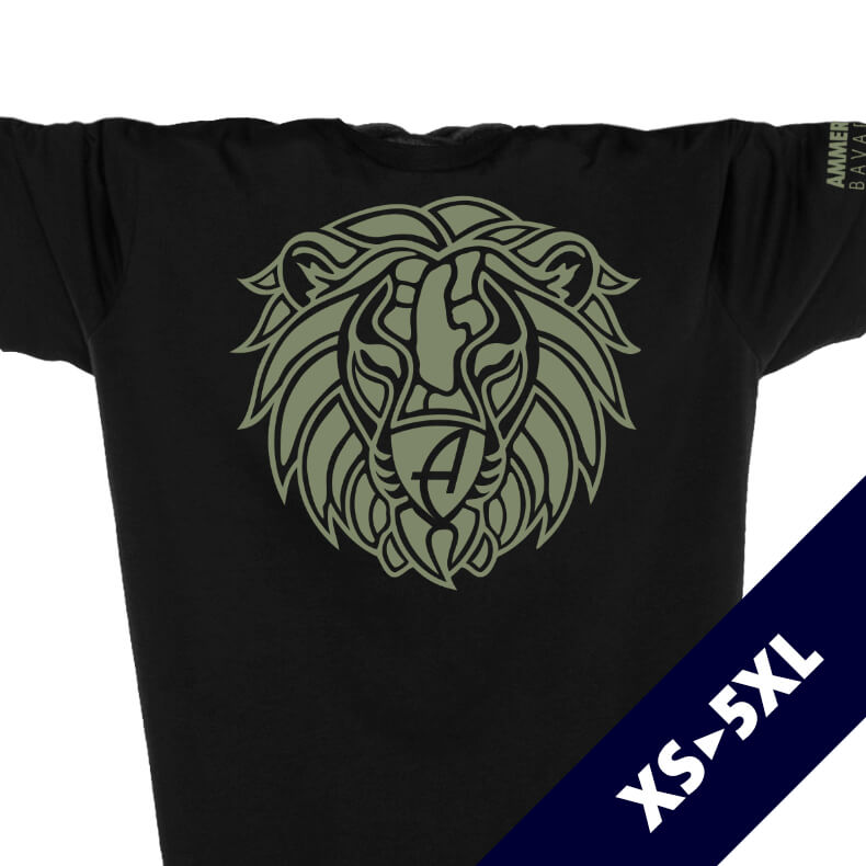 Ammersee Löwen T-Shirt Unisex 100 % Biobaumwolle Lion One | Black Khaki