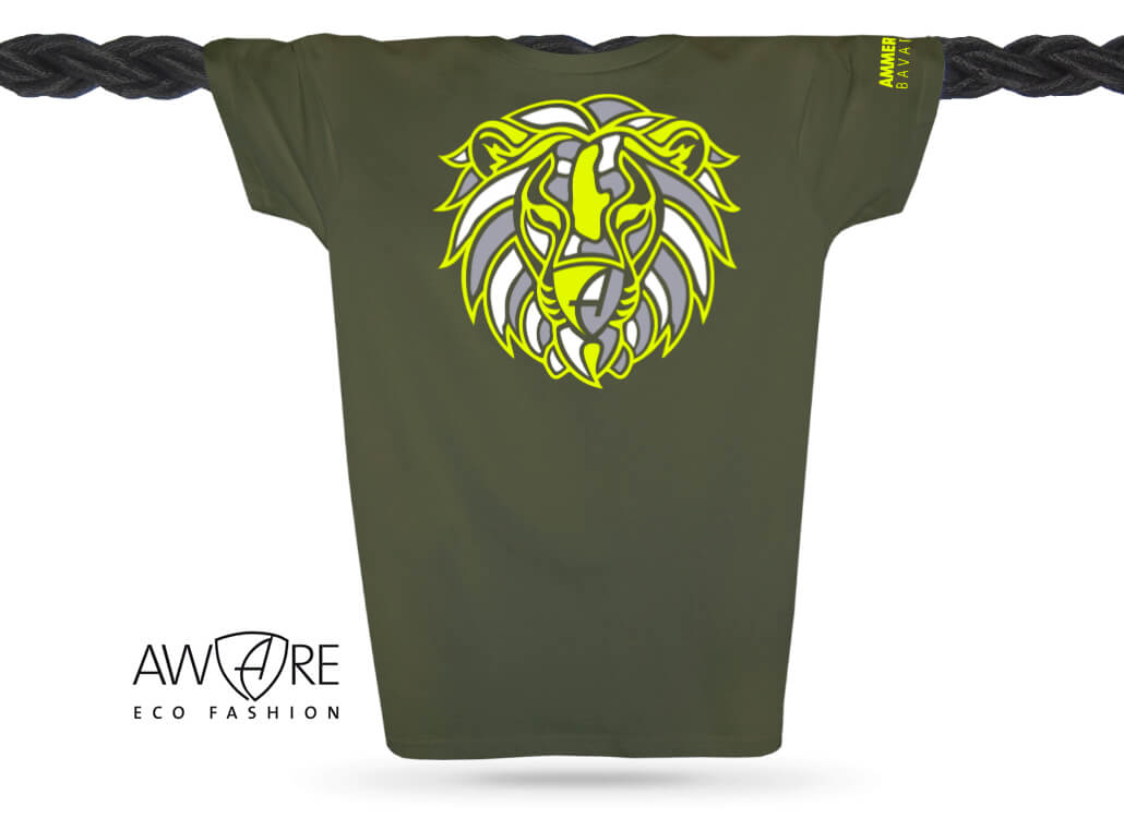 Ammersee Löwen T-Shirt Unisex 100 % Biobaumwolle Lion | Khaki Lime