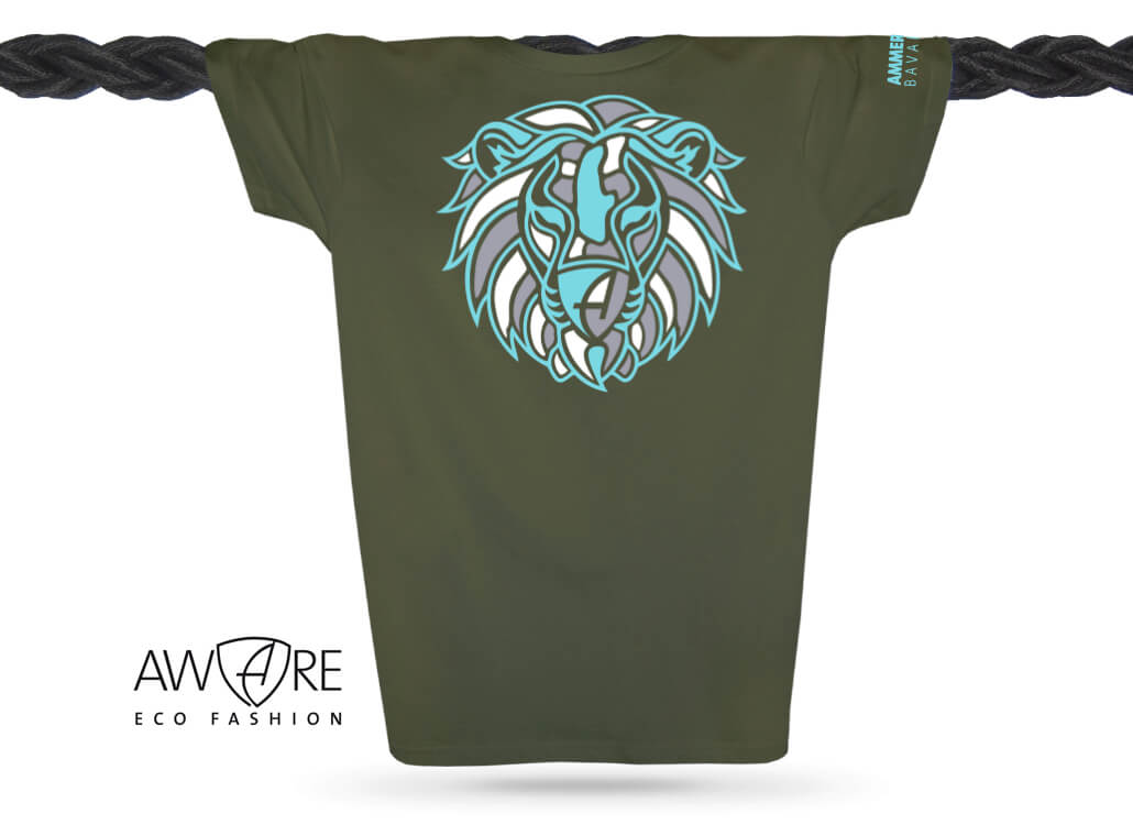 Ammersee Löwen T-Shirt Unisex 100 % Biobaumwolle Lion | Khaki Mint