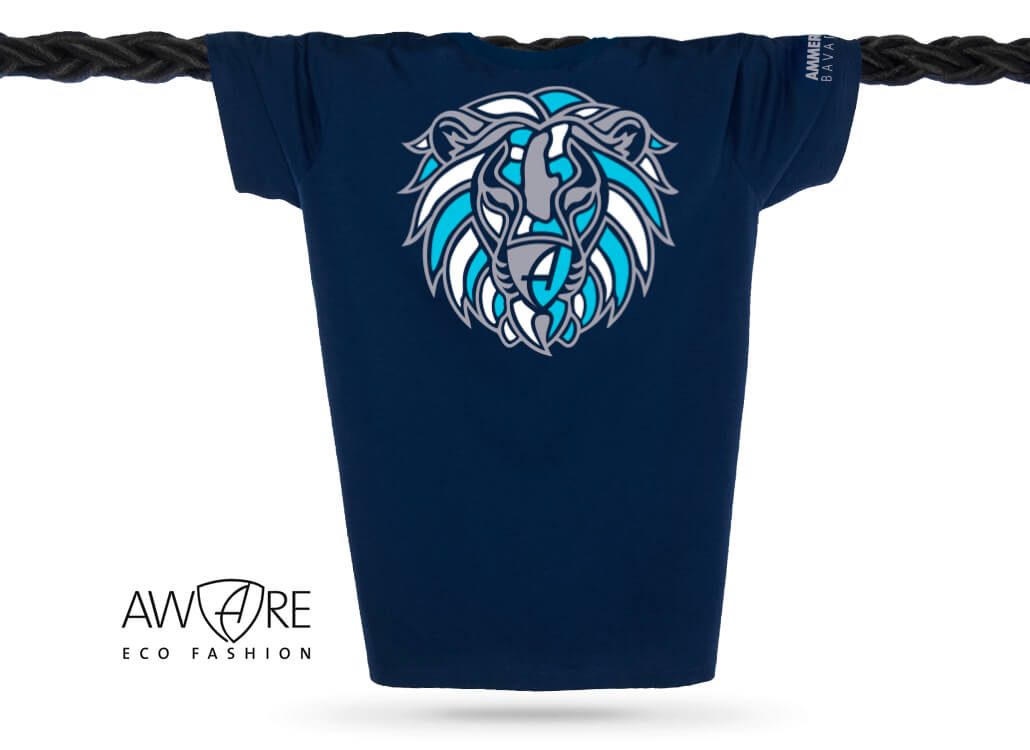 Ammersee Löwen T-Shirt Unisex 100 % Biobaumwolle Lion | Navy Aqua