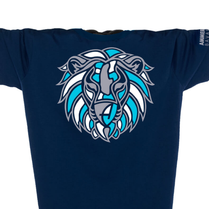 Ammersee Löwen T-Shirt Unisex 100 % Biobaumwolle Lion | Navy Aqua