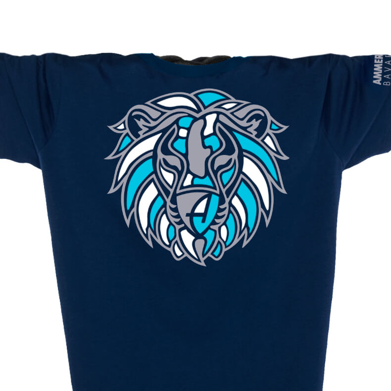 Ammersee Löwen T-Shirt Unisex 100 % Biobaumwolle Lion | Navy Aqua