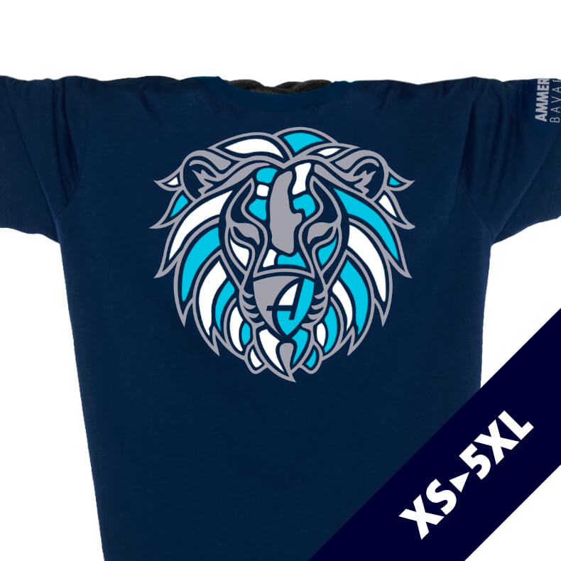 Ammersee Löwen T-Shirt Unisex 100 % Biobaumwolle Lion | Navy Aqua