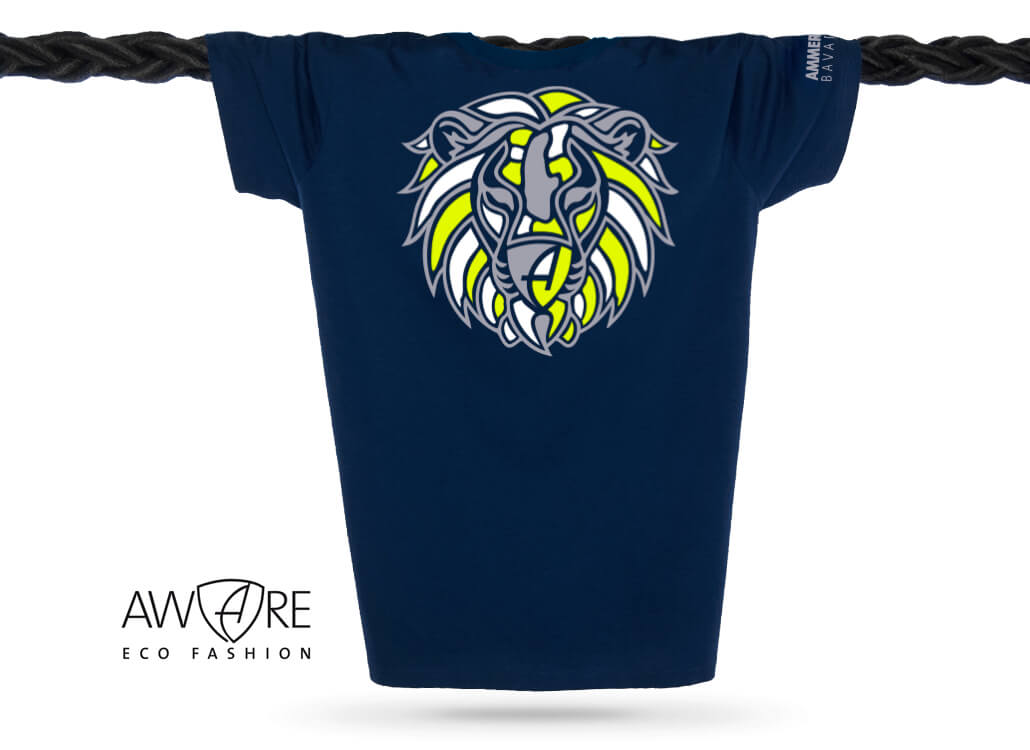 Ammersee Löwen T-Shirt Unisex 100 % Biobaumwolle Lion | Navy Lime