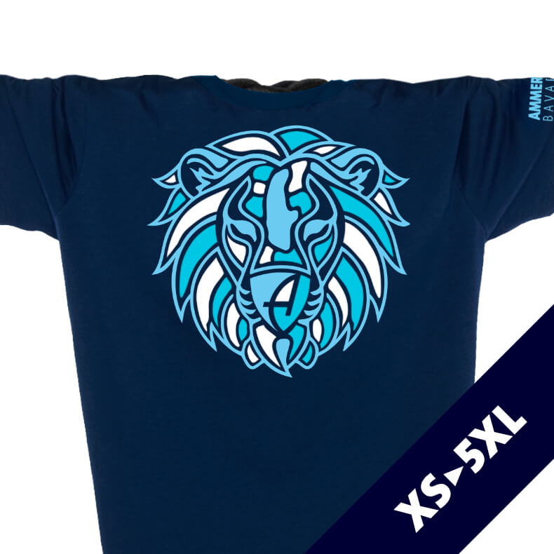 Ammersee Löwen T-Shirt Unisex 100 % Biobaumwolle Lion | Navy Sky