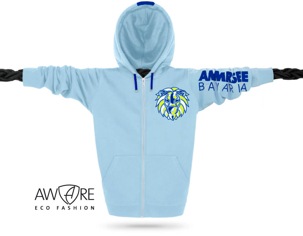 Ammersee Löwen Kapuzenjacke Unisex 100% Biobaumwolle Lion | Sky Lemon
