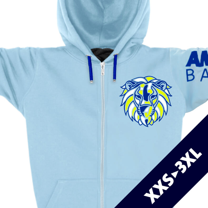 Ammersee Löwen Kapuzenjacke Unisex 100% Biobaumwolle Lion | Sky Lemon