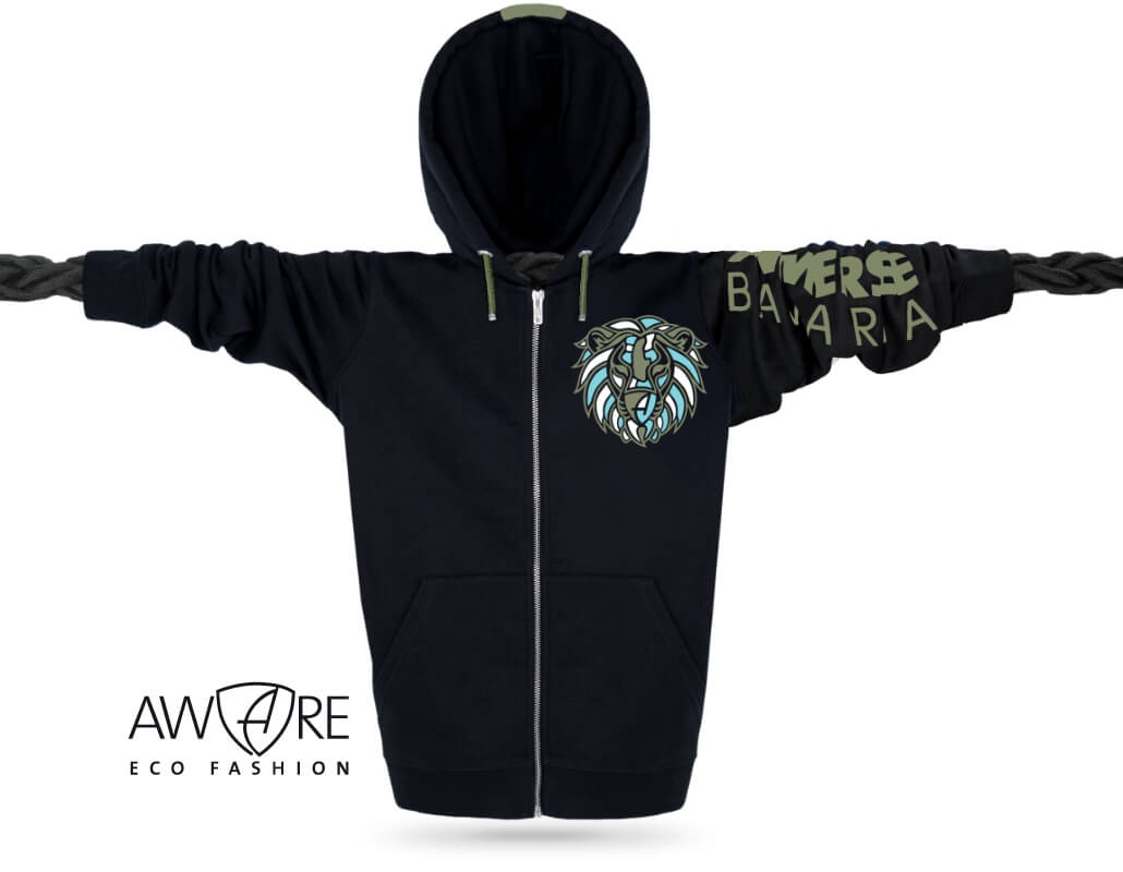 Ammersee Löwen Kapuzenjacke Unisex 100% Biobaumwolle Lion | Black Mara