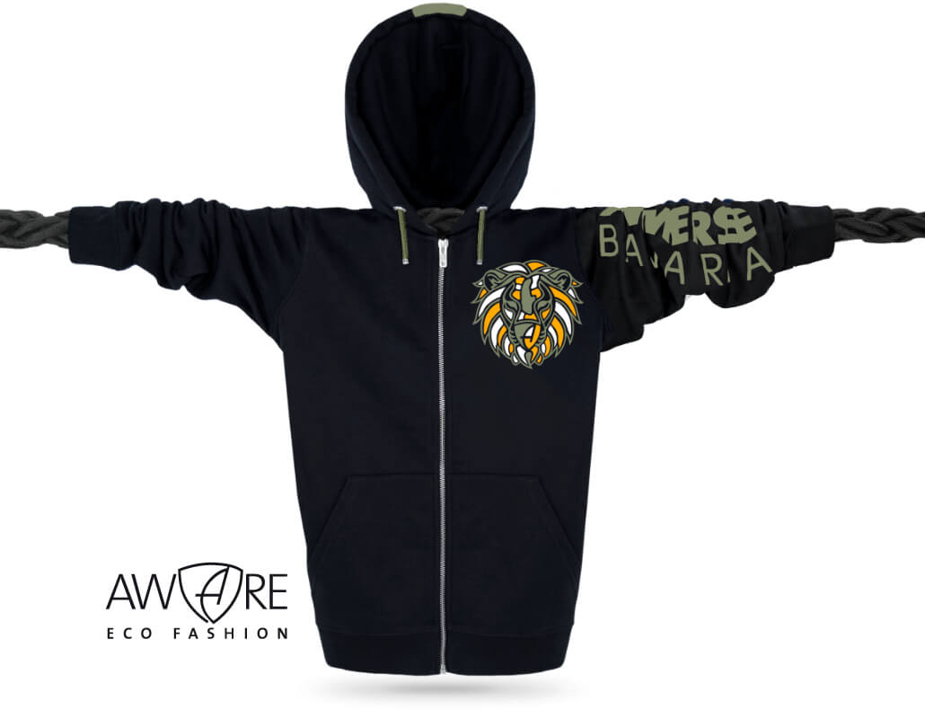 Ammersee Löwen Kapuzenjacke Unisex 100% Biobaumwolle Lion | Black Savanna