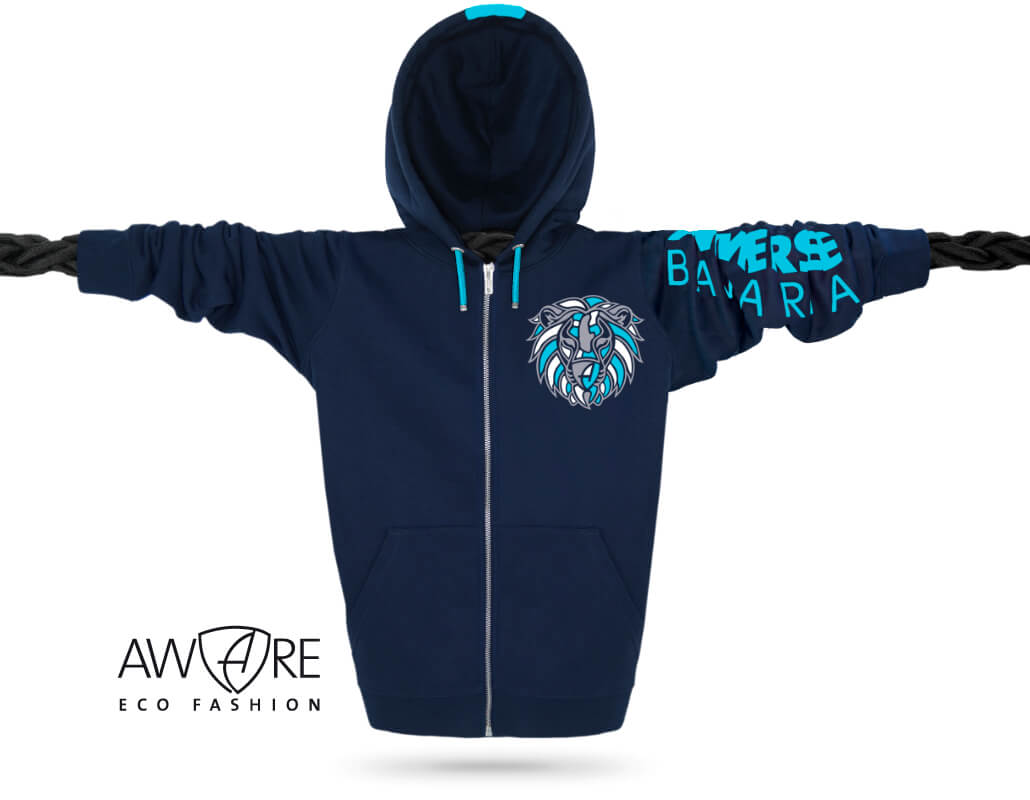 Ammersee Löwen Kapuzenjacke Unisex 100% Biobaumwolle Lion | Navy Aqua