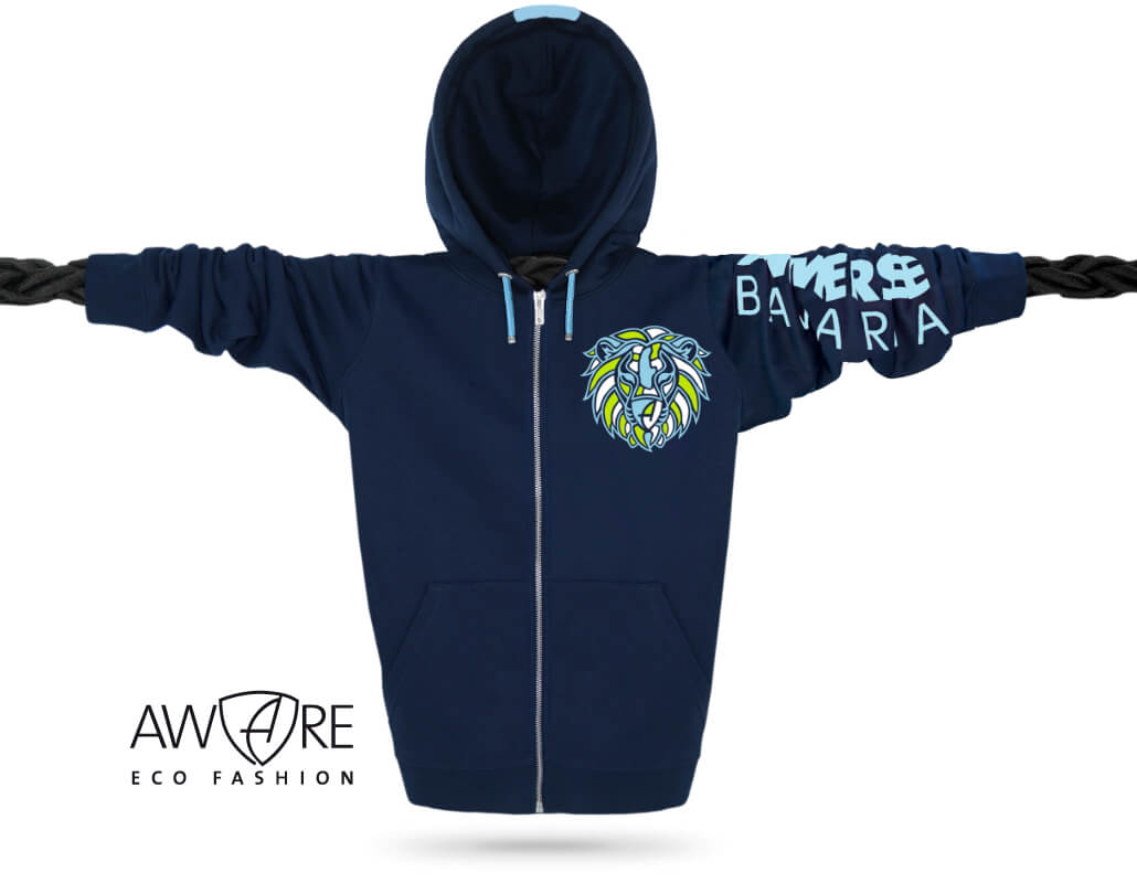 Ammersee Löwen Kapuzenjacke Unisex 100% Biobaumwolle Lion | Navy Bavarian