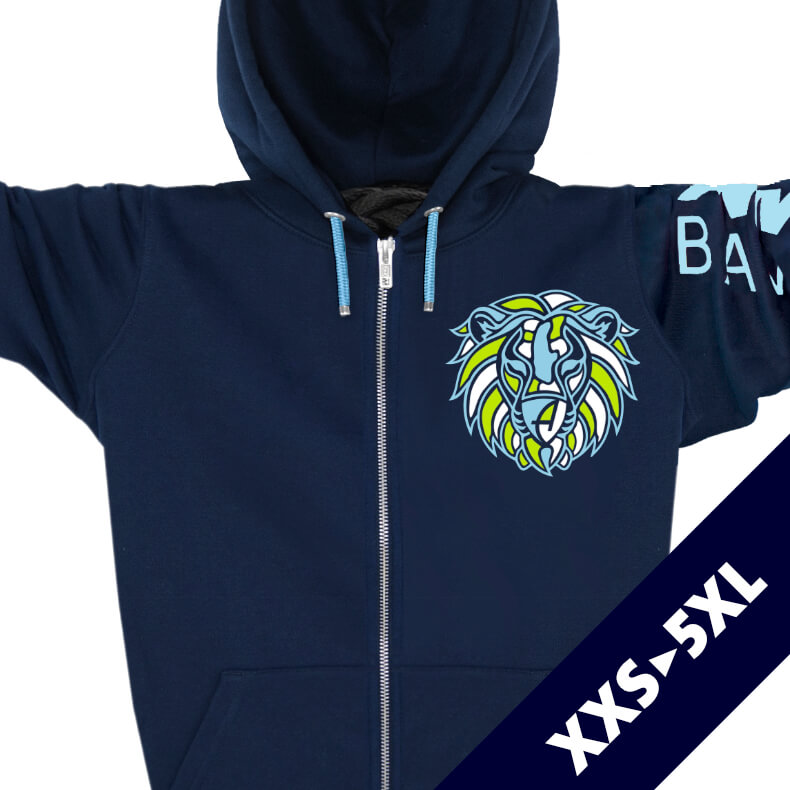 Ammersee Löwen Kapuzenjacke Unisex 100% Biobaumwolle Lion | Navy Bavarian