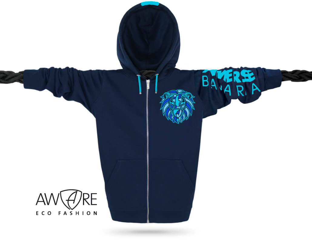 Ammersee Löwen Kapuzenjacke Unisex 100% Biobaumwolle Lion | Navy Ocean