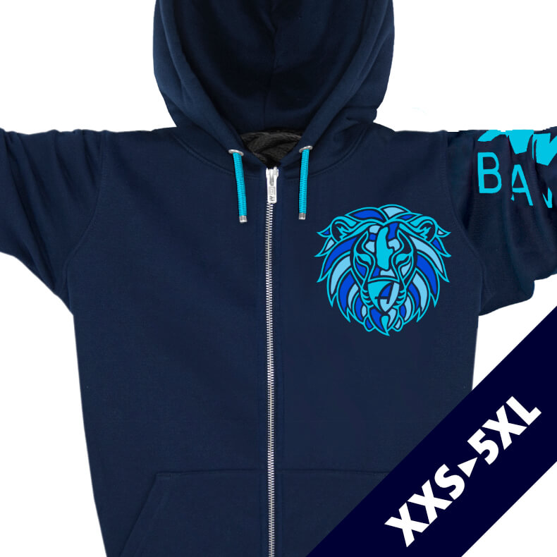 Ammersee Löwen Kapuzenjacke Unisex 100% Biobaumwolle Lion | Navy Ocean