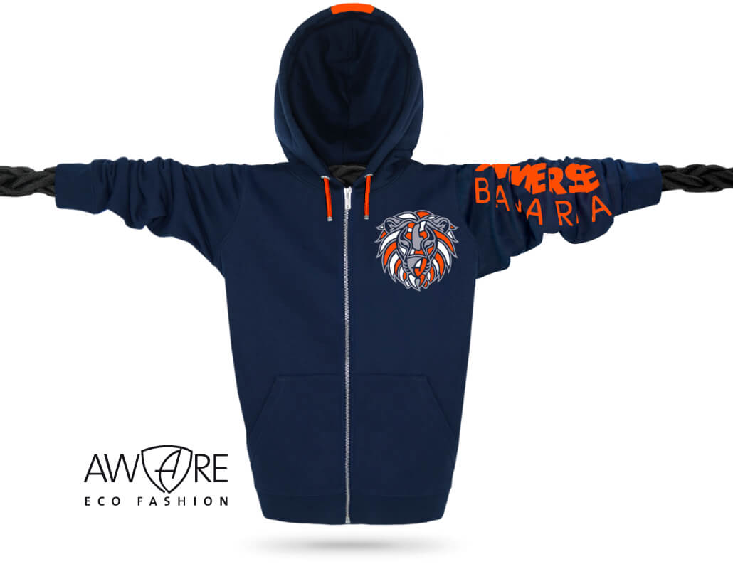 Ammersee Löwen Kapuzenjacke Unisex 100% Biobaumwolle Lion | Navy Orange