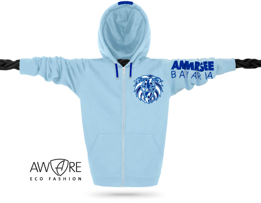 Ammersee Löwen Kapuzenjacke Unisex 100% Biobaumwolle Lion | Sky Royal