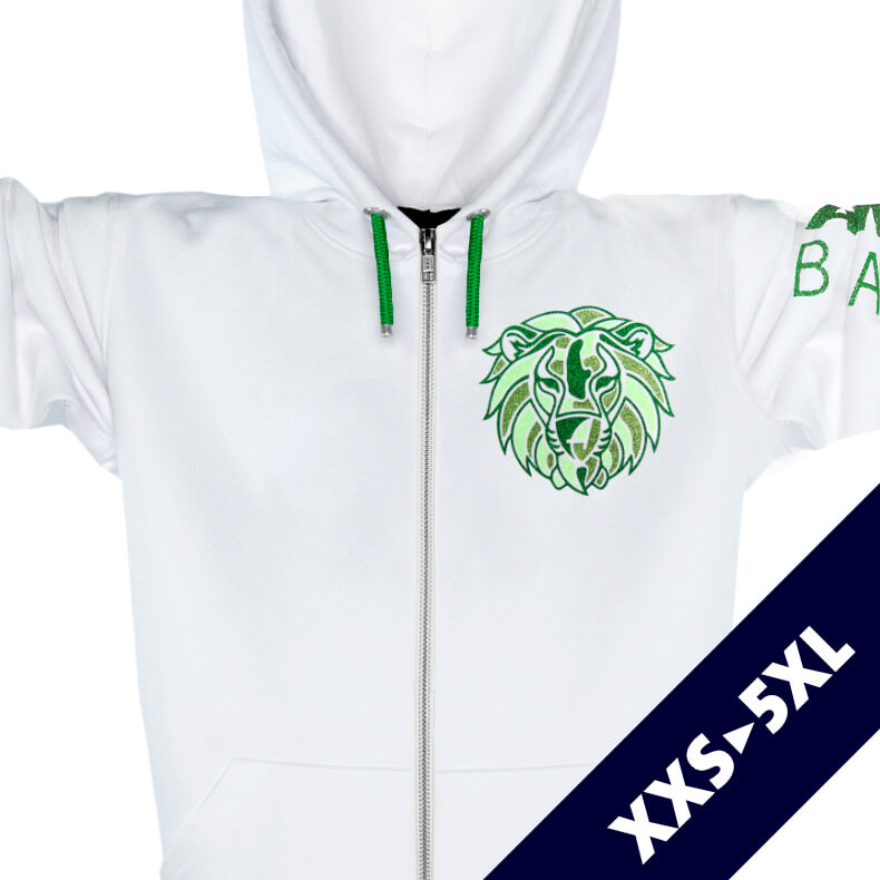Löwen Glitzer-Kapuzenjacke Unisex 100% Biobaumwolle Lion | White Foreststar