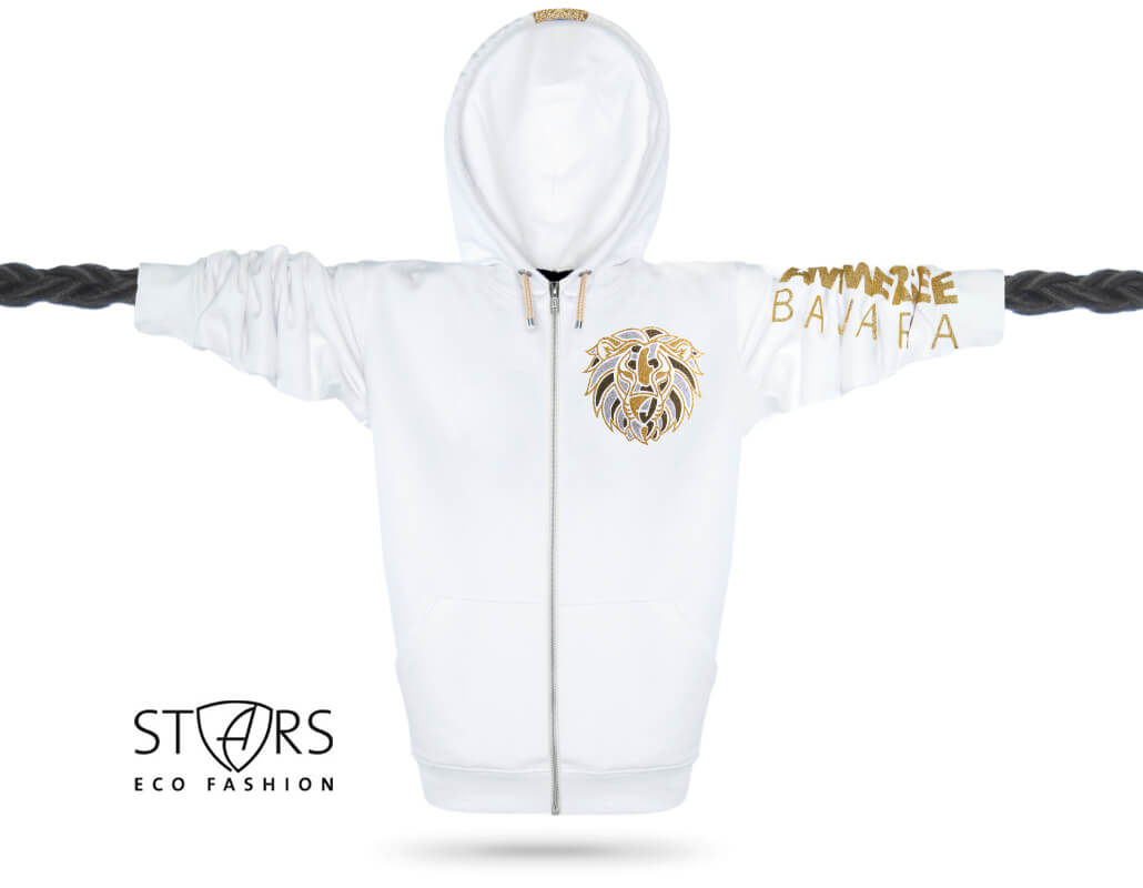 Löwen Glitzer-Kapuzenjacke Unisex 100% Biobaumwolle Lion | White Goldstar