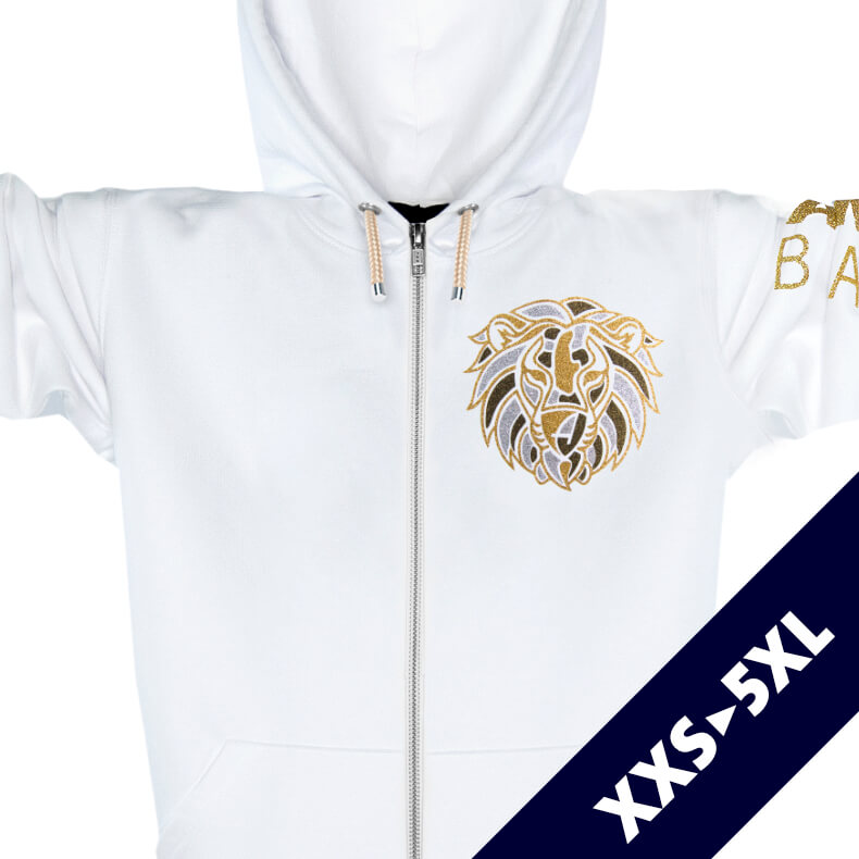 Löwen Glitzer-Kapuzenjacke Unisex 100% Biobaumwolle Lion | White Goldstar