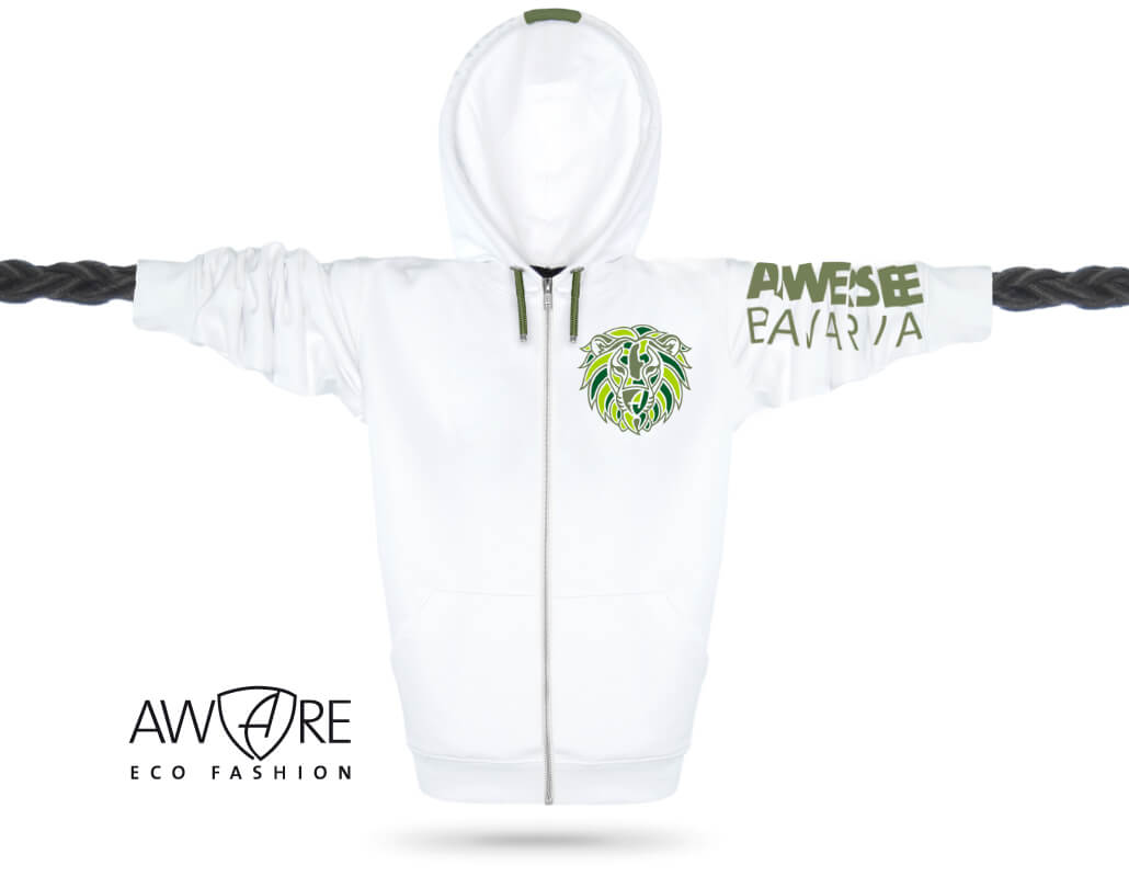Löwen Kapuzenjacke Hoodie Unisex Biobaumwolle Lion | White Jungle