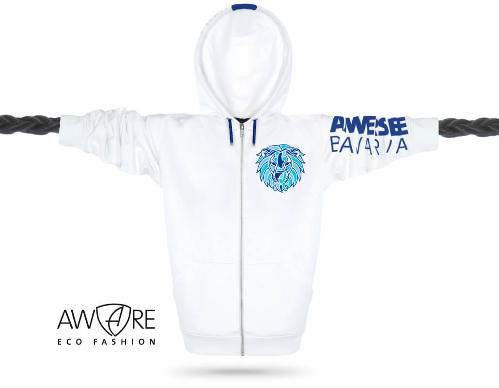 Löwen Kapuzenjacke Hoodie Unisex Biobaumwolle Lion | White Ocean