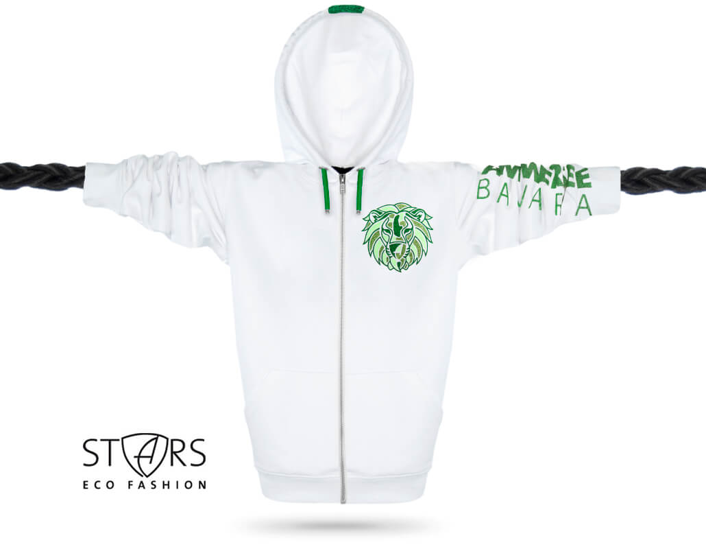 Löwen Glitzer-Kapuzenjacke Unisex 100% Biobaumwolle Lion | White Foreststar