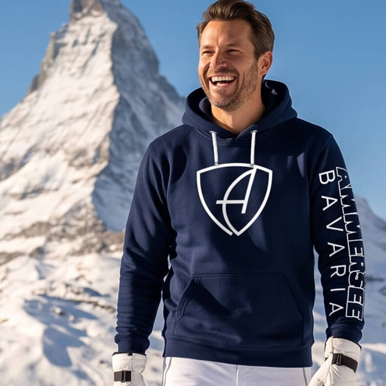 Ammersee Kapuzenpullover Hoodie 100% Biobaumwolle CBo | Navy White