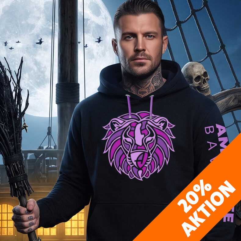 Ammersee Löwen Kapuzenpullover Hoodie 100% Biobaumwolle Lion | Black Witcher